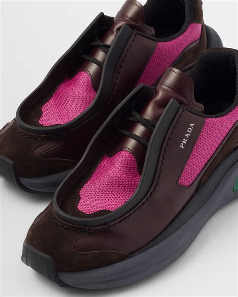 prada peony|Garnet/peony Pink Systeme Brushed Leather Sneakers With .